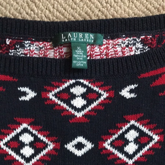 LAUREN - Ralph Lauren aztec sweater / Tunic - XL (navy red white) - Picture 2 of 6